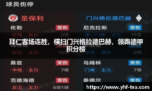 拜仁客场连胜，横扫门兴格拉德巴赫，领跑德甲积分榜